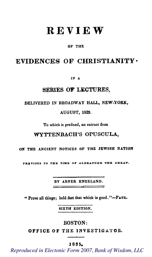 Review of the Evidences of Christianity